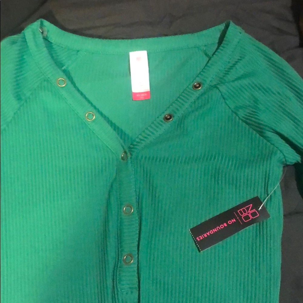 Green button up shirt